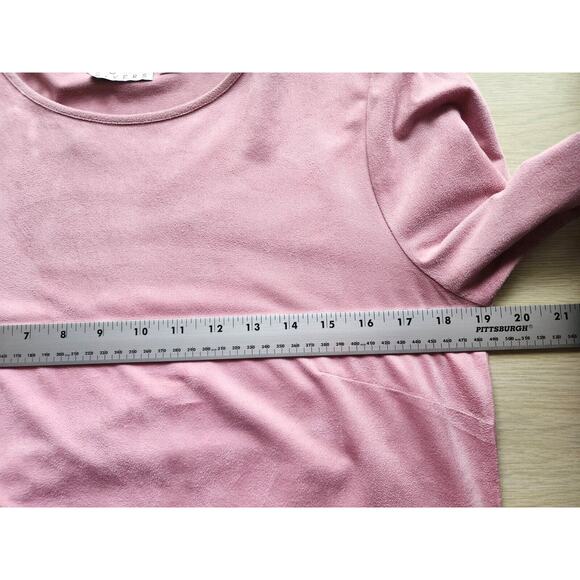 TOP/BLOUSE-JOAN RIVERS-Buff Pink-Suede Look-Soft-Long Sleeves-Size SMALL - Picture 7 of 11